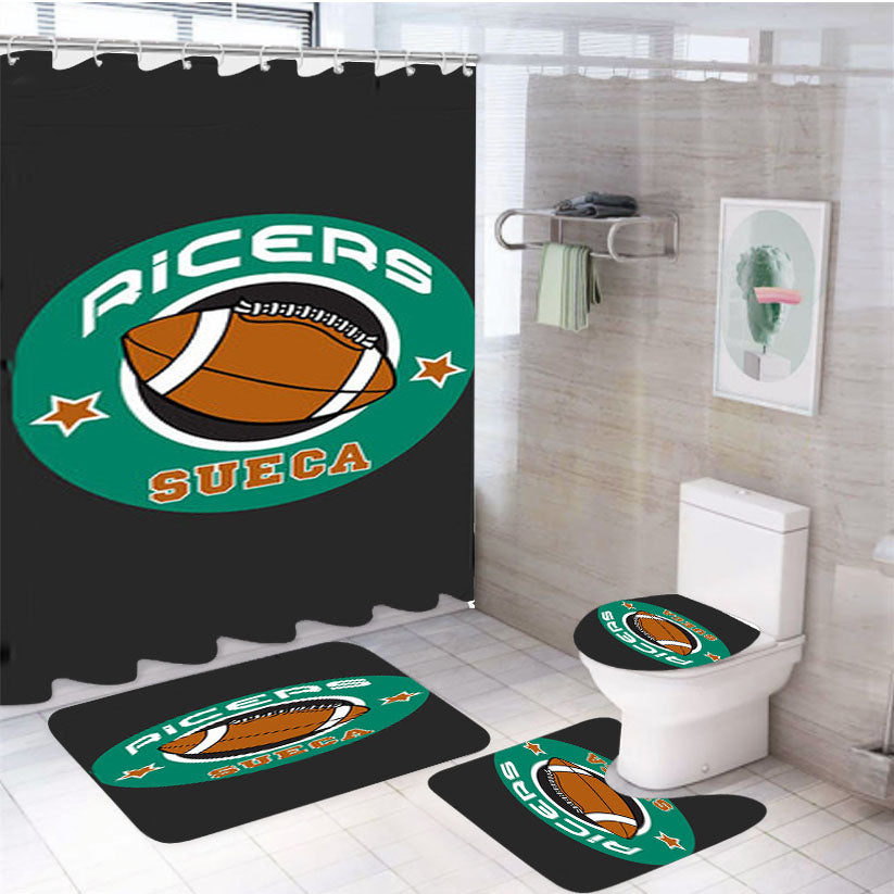 Sueca Ricers Logo Dark Grey 4Pcs Bathroom Set Shower Curtain