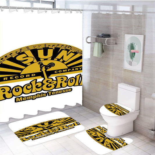 Sun Record Rock And Roll Memphis Tenesse 4Pcs Bathroom Set Shower Curtain