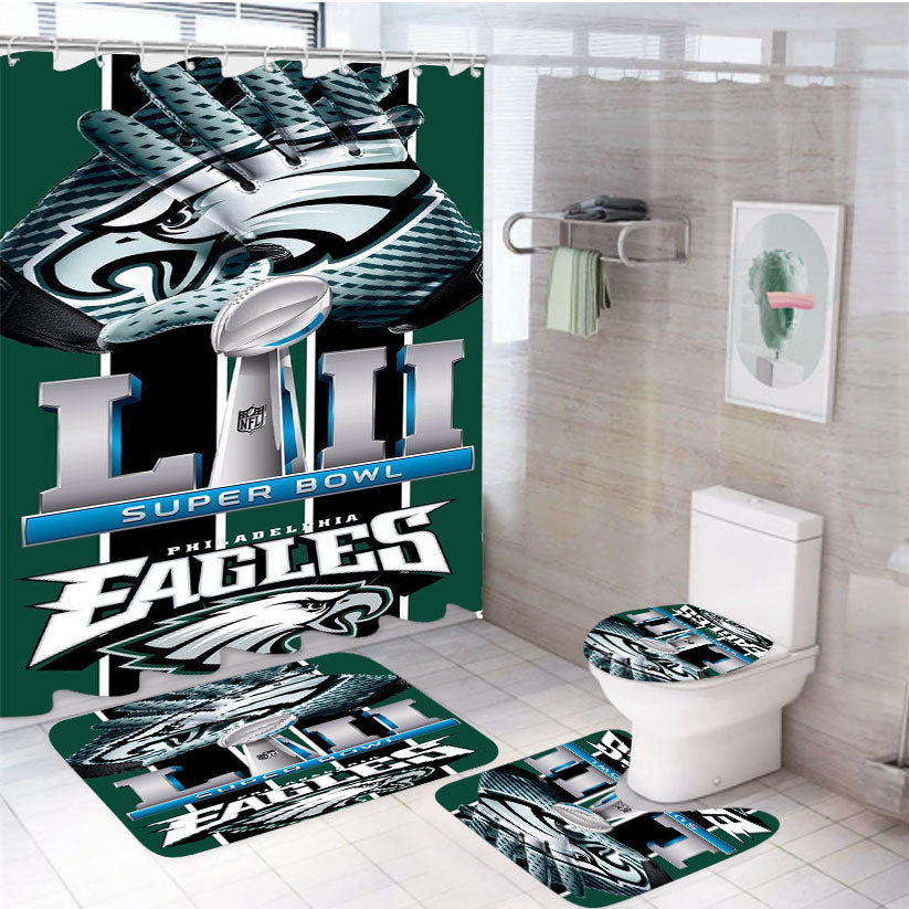 Super Bowl Lii Eagles 4Pcs Bathroom Set Shower Curtain