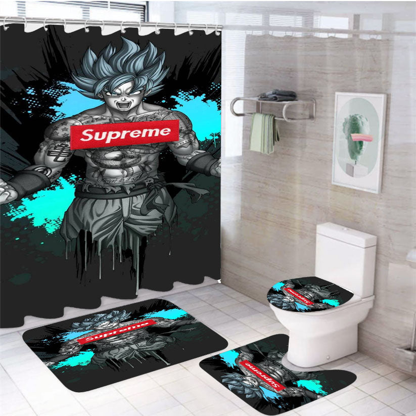 Supreme Gbz 4Pcs Bathroom Set Shower Curtain