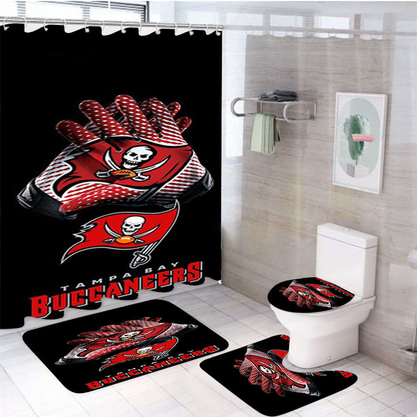 Tampa Bay Buccaneers 4Pcs Bathroom Set Shower Curtain