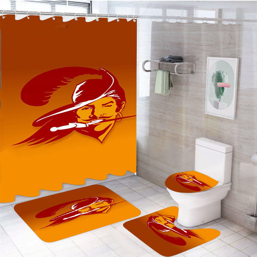 Tampa Bay Buccaneers Logo 4Pcs Bathroom Set Shower Curtain