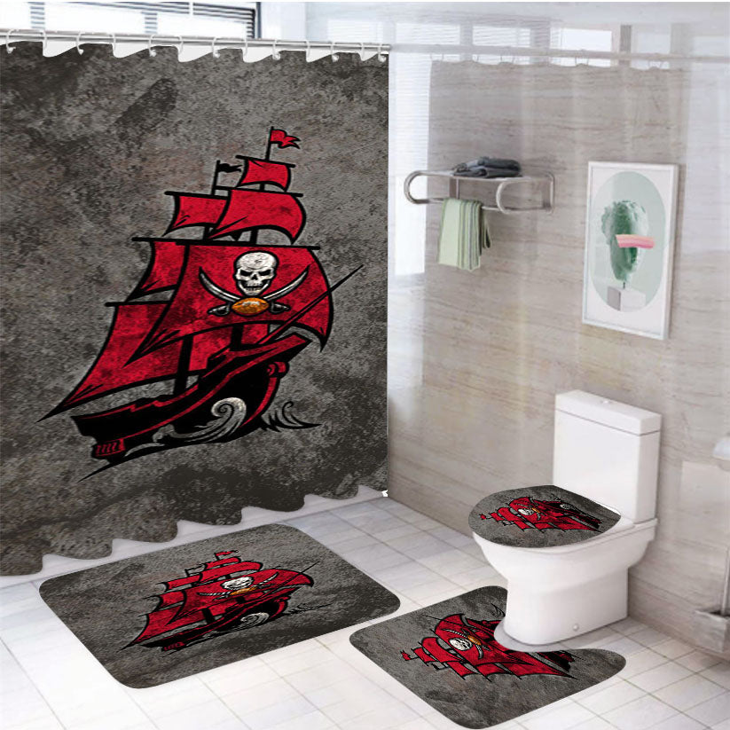 Tampa Bay Buccaneers Logo 2 4Pcs Bathroom Set Shower Curtain