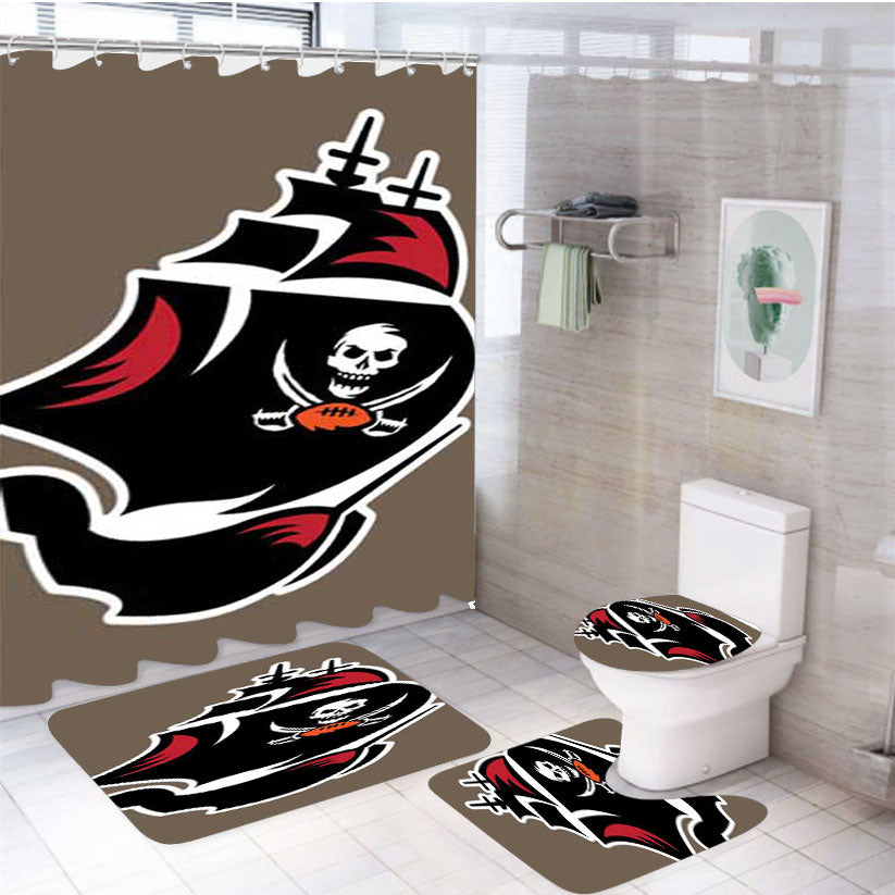 Tampa Bay Bucs Logo Ship 4Pcs Bathroom Set Shower Curtain