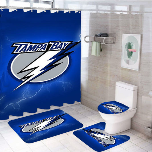 Tampa Bay Lightning 4Pcs Bathroom Set Shower Curtain