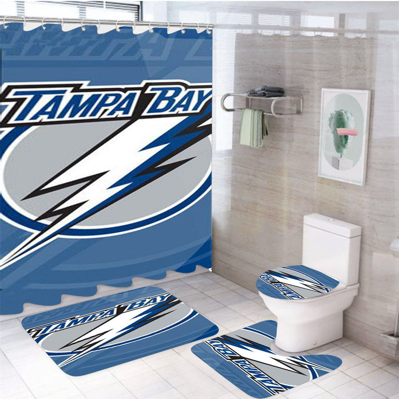 Tampa Bay Lightning Nhl Sport 4Pcs Bathroom Set Shower Curtain