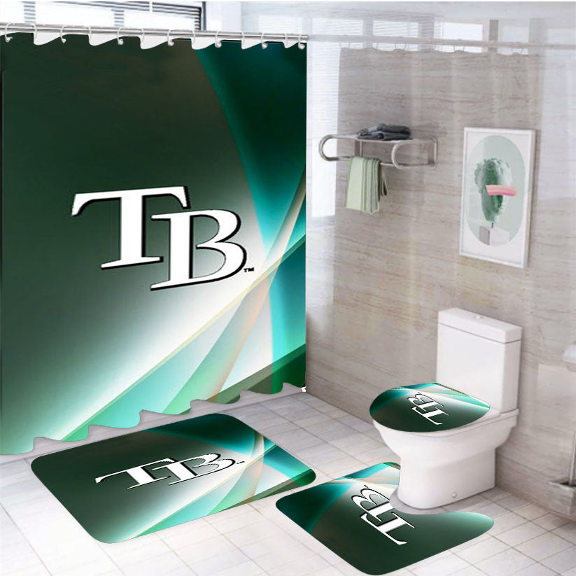 Tampa Bay Rays Green 4Pcs Bathroom Set Shower Curtain