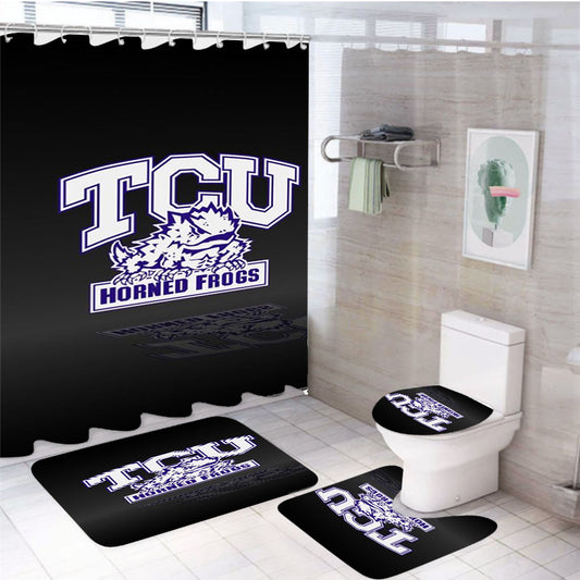 Tcu Horned Frogs College 4Pcs Bathroom Set Shower Curtain