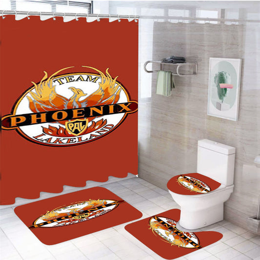 Team Phoening Lakeland Baseball Logo Red 4Pcs Bathroom Set Shower Curtain