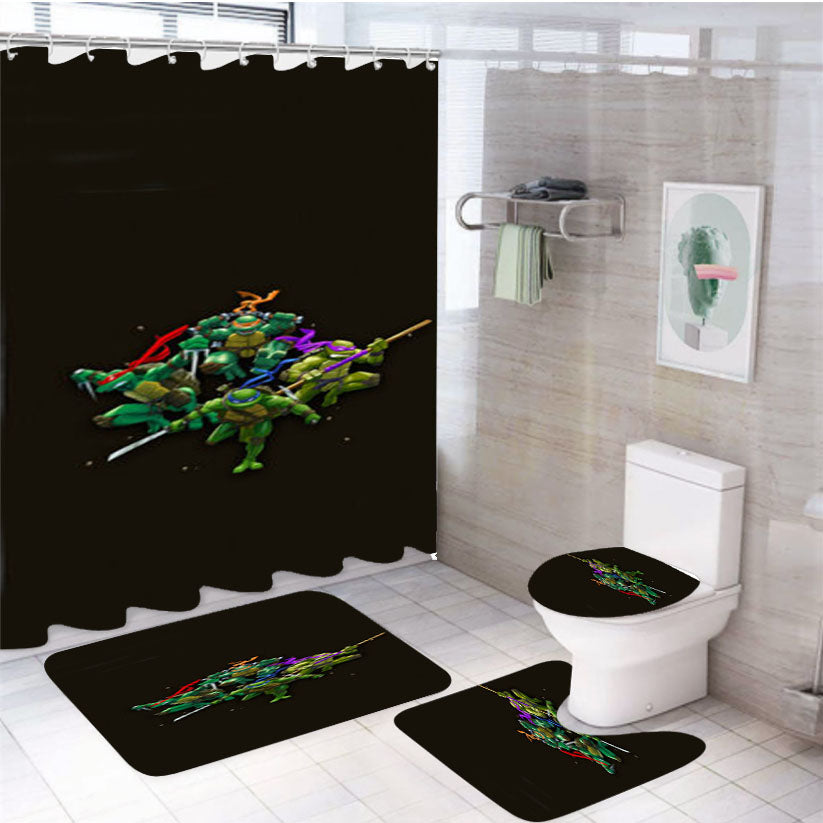 Teenage Mutant Ninja Turtles 4Pcs Bathroom Set Shower Curtain