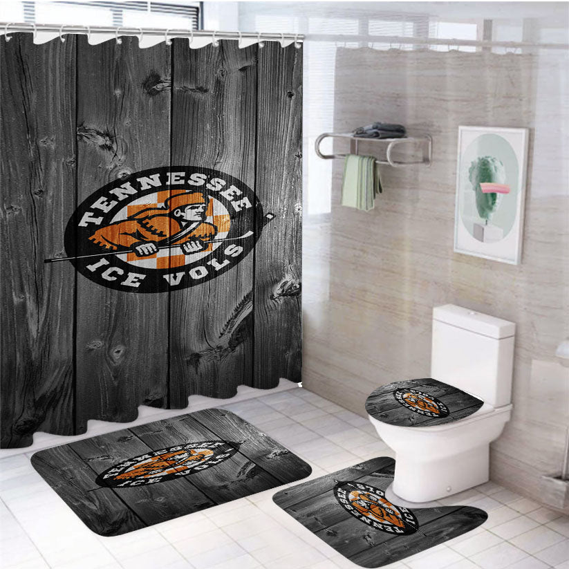 Tennessee Ice Vols Nhl Logo Dark Wood Wallpaper 4Pcs Bathroom Set Shower Curtain