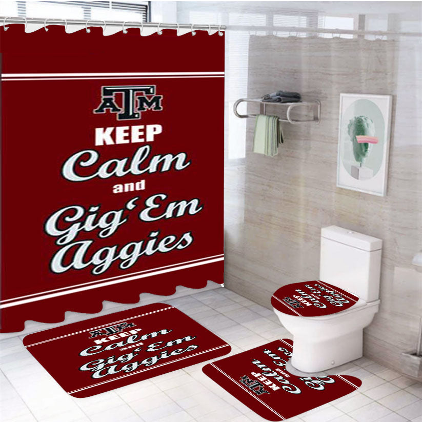 Texas A M Gig Em Aggies 4Pcs Bathroom Set Shower Curtain