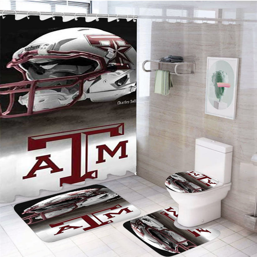 Texas A M Helmet Logo 4Pcs Bathroom Set Shower Curtain