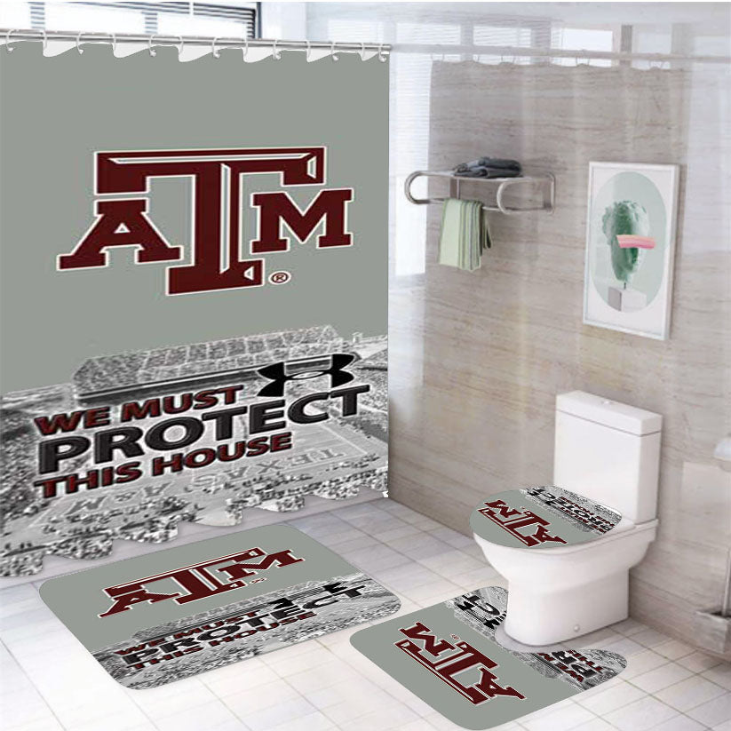 Texas A M Protect 4Pcs Bathroom Set Shower Curtain