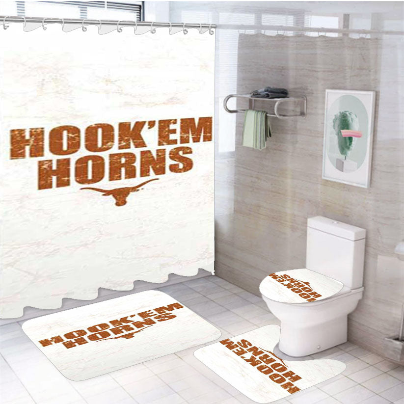 Texas A M Scratch Orange 4Pcs Bathroom Set Shower Curtain