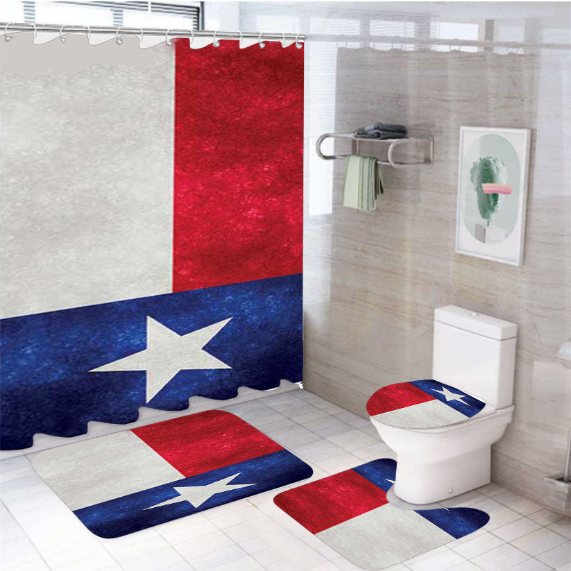 Texas Flag Texture 4Pcs Bathroom Set Shower Curtain