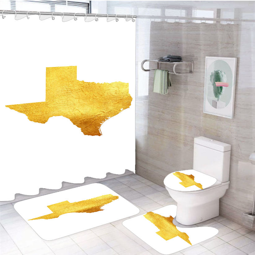 Texas Golden State Map 4Pcs Bathroom Set Shower Curtain