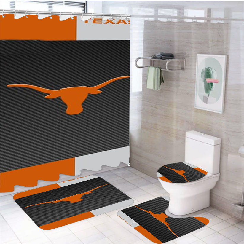 Texas Longhor 4Pcs Bathroom Set Shower Curtain