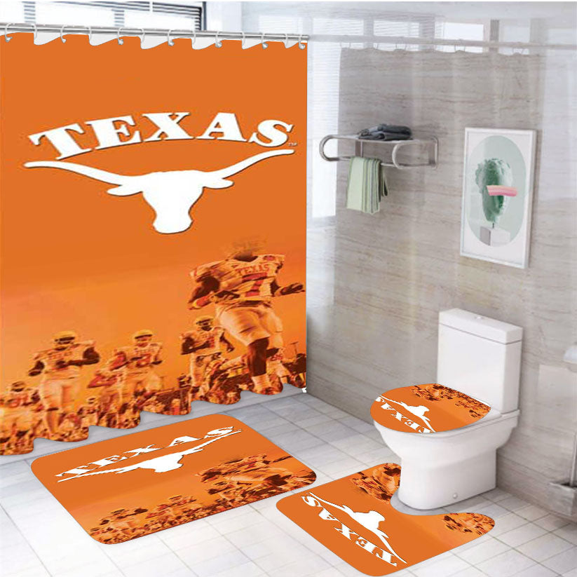 Texas Longhorns 4Pcs Bathroom Set Shower Curtain
