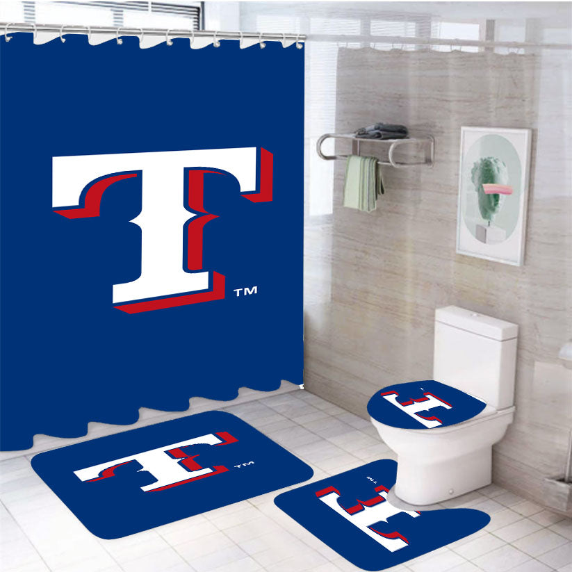 Texas Rangers Insignia 4Pcs Bathroom Set Shower Curtain