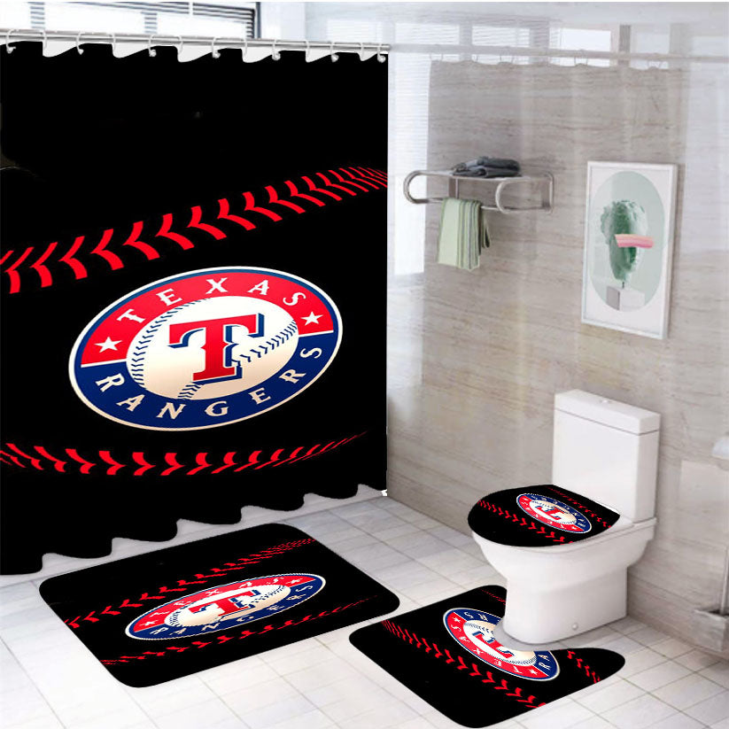 Texas Rangers Mlb 3 4Pcs Bathroom Set Shower Curtain