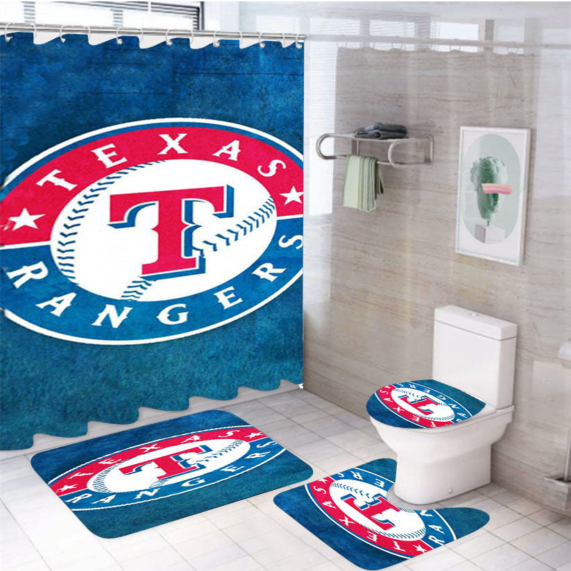 Texas Rangers Symbol 4Pcs Bathroom Set Shower Curtain