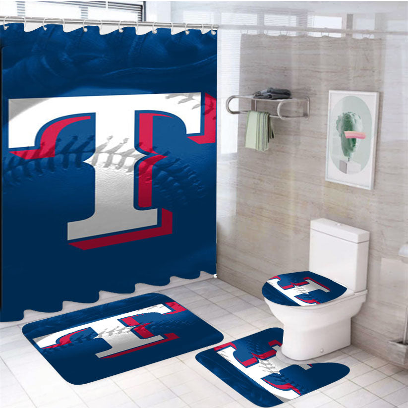 Texas Rangers T 4Pcs Bathroom Set Shower Curtain