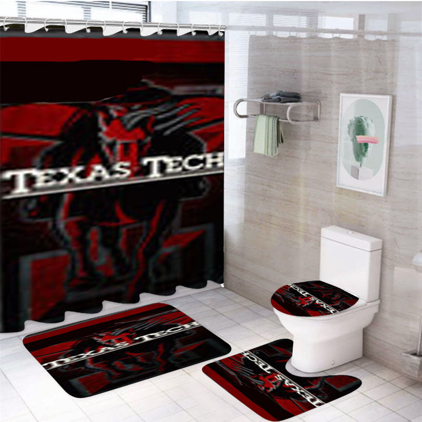 Texas Tech 4Pcs Bathroom Set Shower Curtain