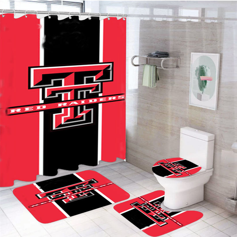 Texas Tech Red Raiders 4Pcs Bathroom Set Shower Curtain