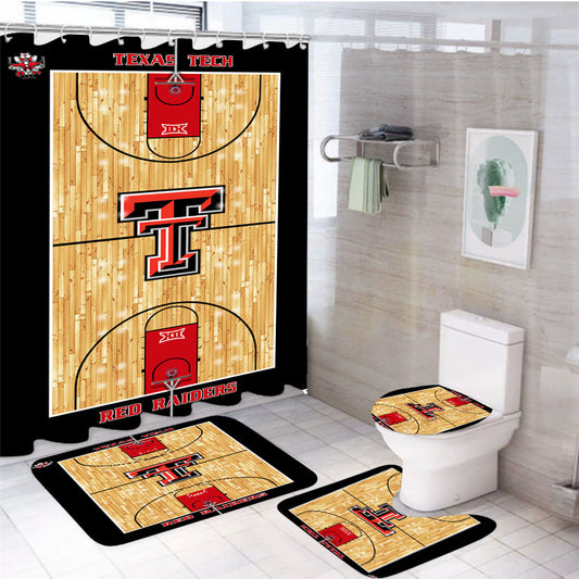 Texas Tech Red Raiders Court 4Pcs Bathroom Set Shower Curtain