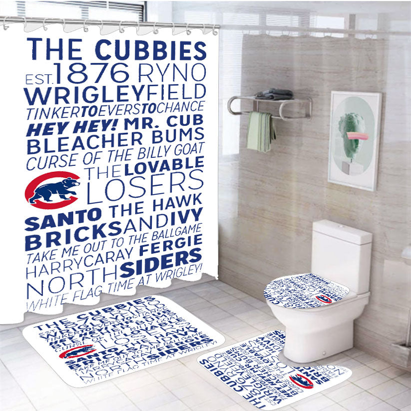 The Chicago Cubs 1876 4Pcs Bathroom Set Shower Curtain