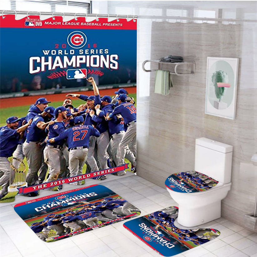 The Chicago Cubs Champions 4Pcs Bathroom Set Shower Curtain