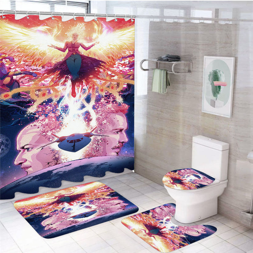 The Dark Phoenix Poster Fanart 4Pcs Bathroom Set Shower Curtain