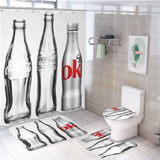 The Evolution Of Coke Coca Cola 4Pcs Bathroom Set Shower Curtain