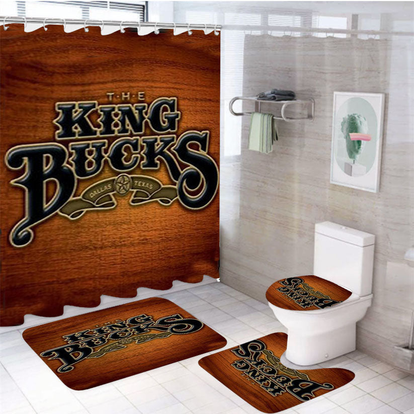 The King Bucks 4Pcs Bathroom Set Shower Curtain