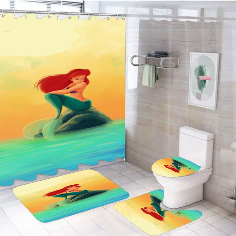 The Little Mermaid 4Pcs Bathroom Set Shower Curtain