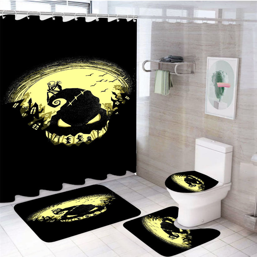 The Nightmare Before Christmas Halloween 4Pcs Bathroom Set Shower Curtain
