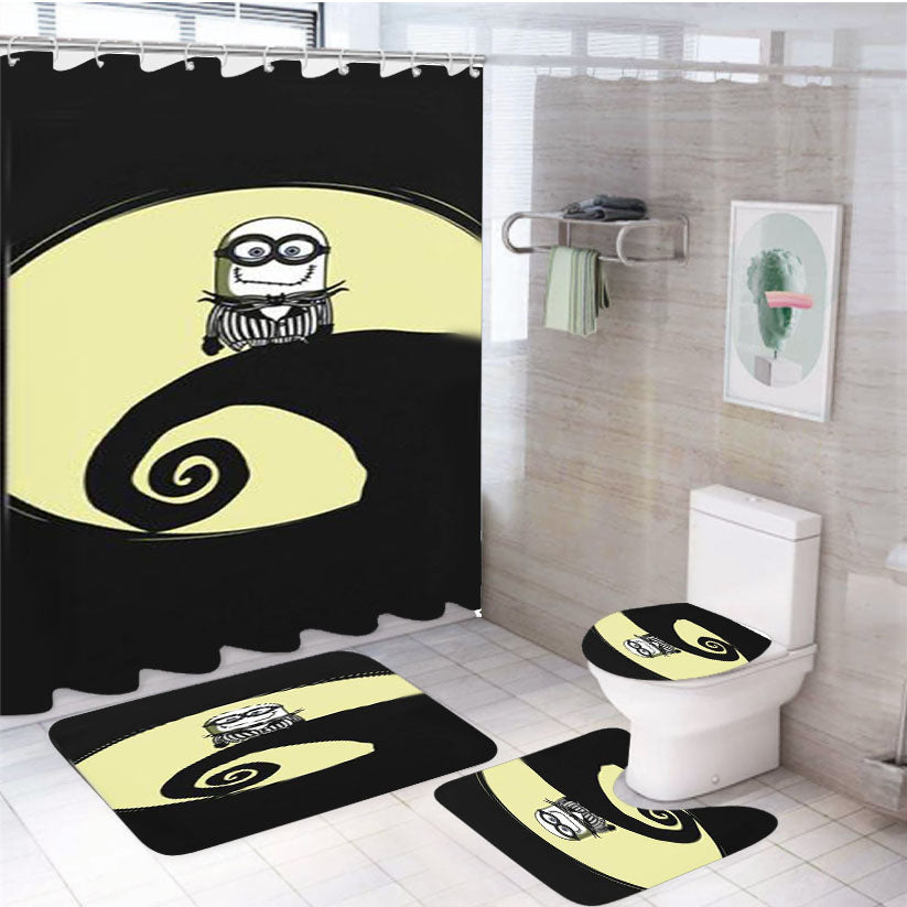 The Nightmare Before Christmas Halloween Minions 4Pcs Bathroom Set Shower Curtain