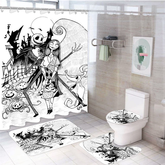 The Nightmare Before Christmas Sketch 4Pcs Bathroom Set Shower Curtain