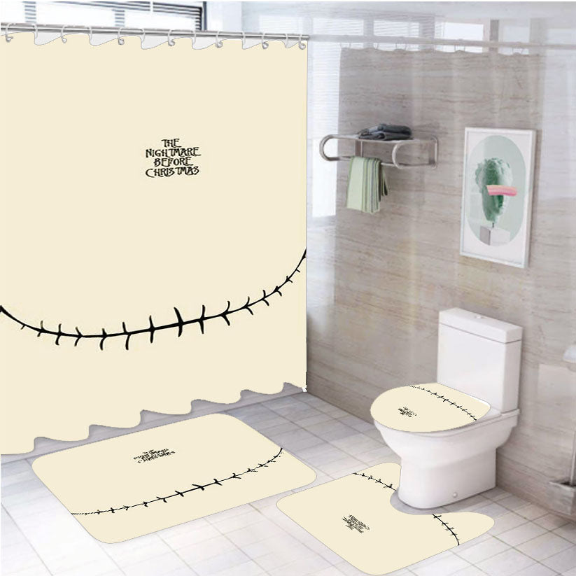 The Nightmare Before Christmas Smiley 4Pcs Bathroom Set Shower Curtain