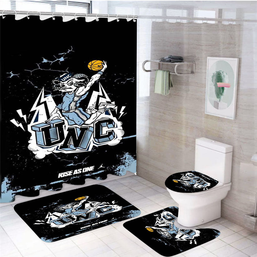 The North Carolina Tar Heels Basketball 4Pcs Bathroom Set Shower Curtain