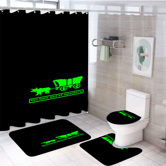 The Oregon Trail Dysentery Black 4Pcs Bathroom Set Shower Curtain