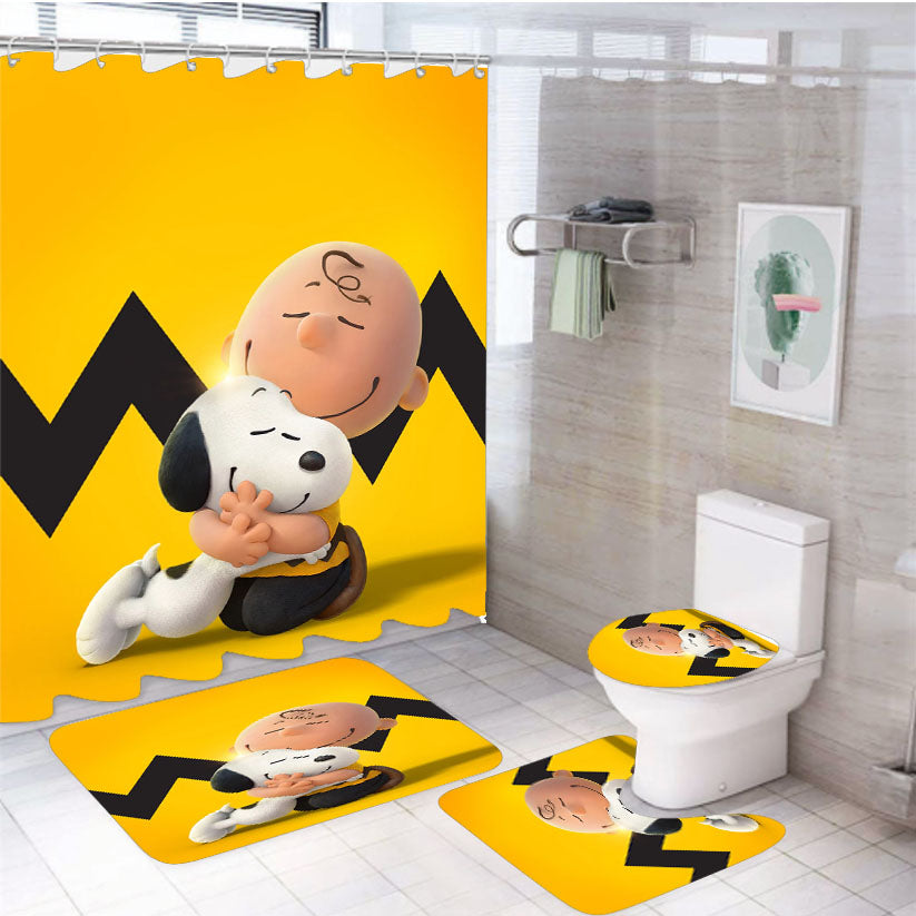 The Peanuts And Snoopy Movie Family 4Pcs Bathroom Set Shower Curtain