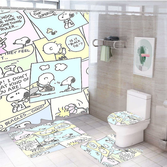 The Peanuts Comic 4Pcs Bathroom Set Shower Curtain