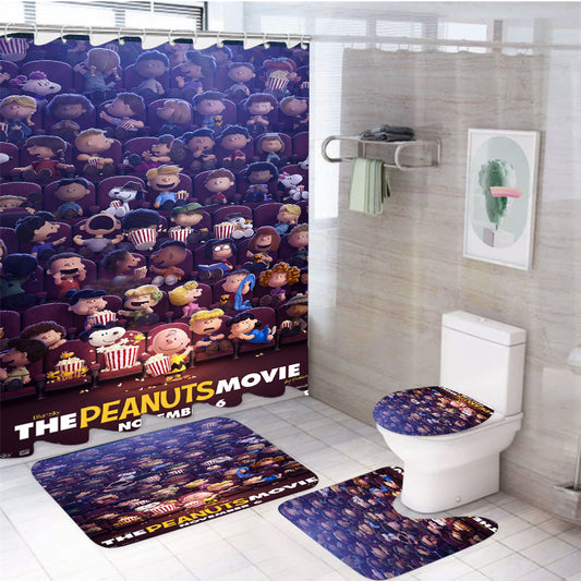 The Peanuts Disney 4Pcs Bathroom Set Shower Curtain