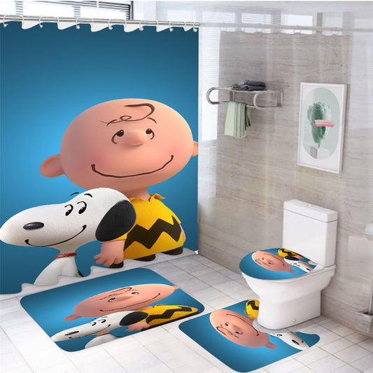 The Peanuts Movie Poster 4Pcs Bathroom Set Shower Curtain