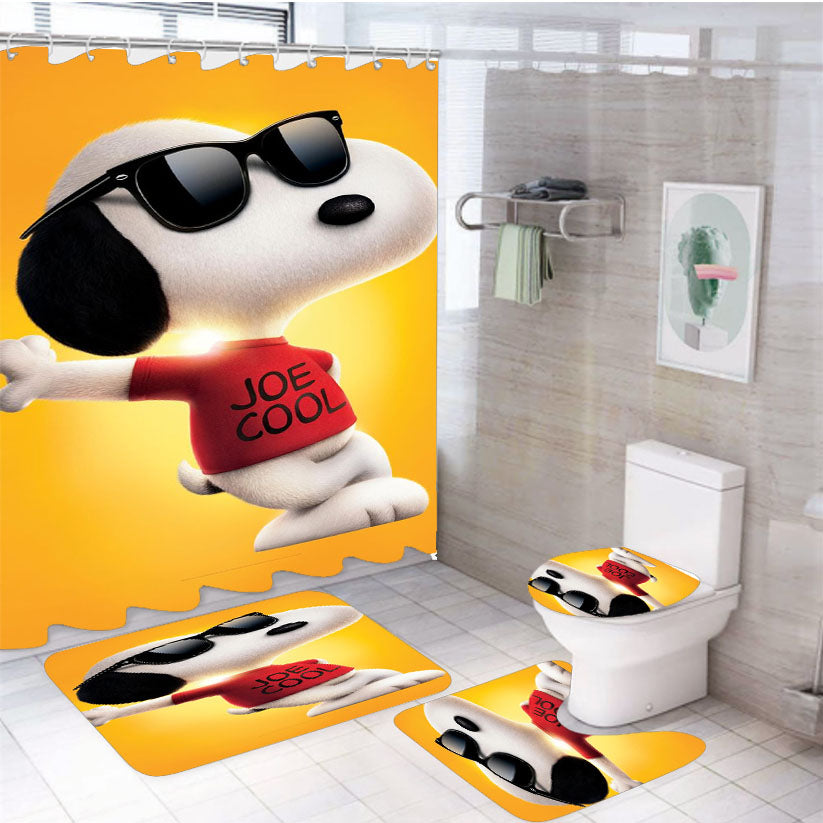 The Peanuts Movie Snoopy Joe Cool Tshirt 4Pcs Bathroom Set Shower Curtain