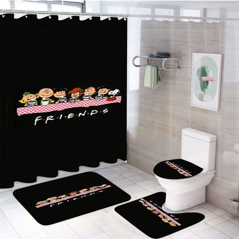 The Peanuts Snoopy Friend 4Pcs Bathroom Set Shower Curtain
