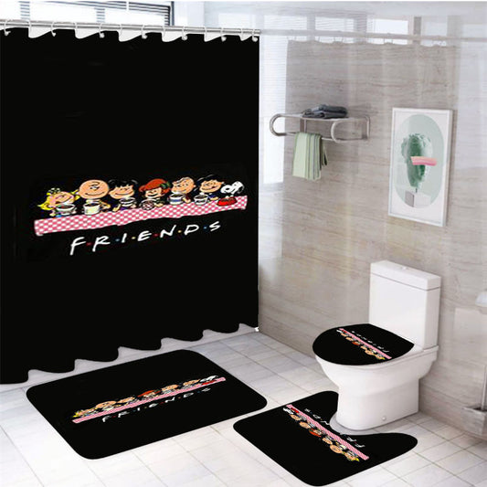The Peanuts Snoopy Friend 4Pcs Bathroom Set Shower Curtain