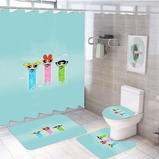 The Powerpuff Girls 4Pcs Bathroom Set Shower Curtain